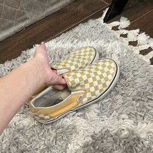 Yellow checker slip on vans